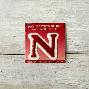 Embroidered Letters “N” Stick On Permanent Clothing Craft Patches Red Iron On